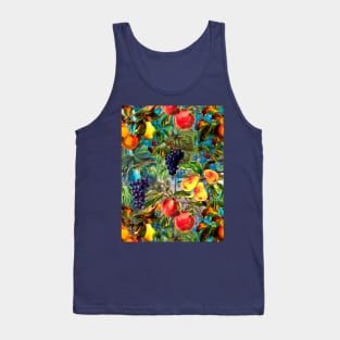 Exotic Vintage fruit pattern, vines, vintage florals, botanical pattern, blue floral illustration Tank Top